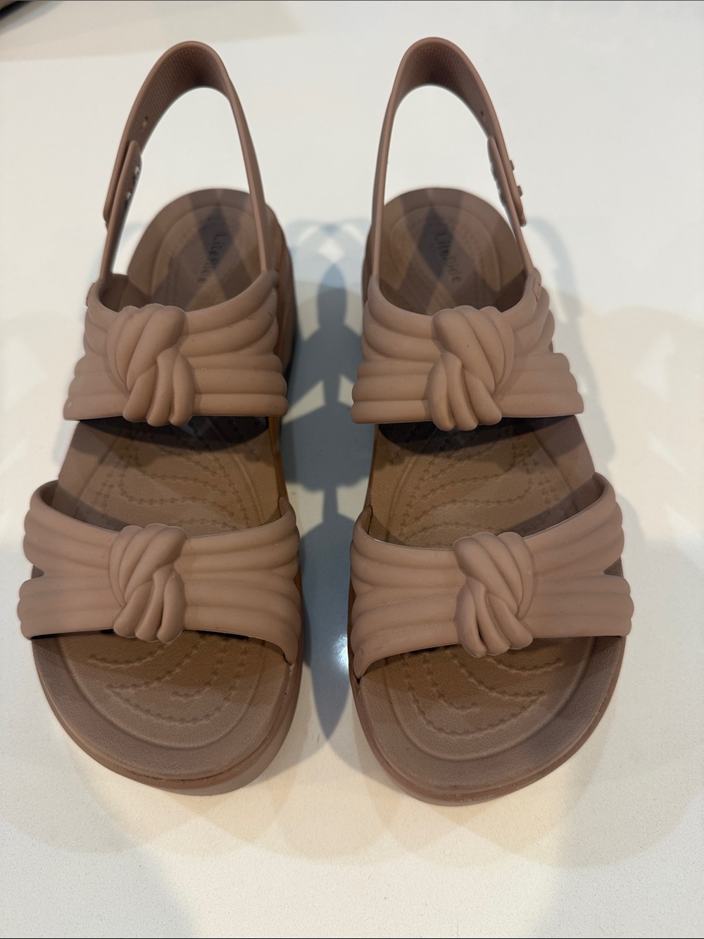 CROCS Booklyn Low Wedge Knot Sandal | Color Latte | Size 10